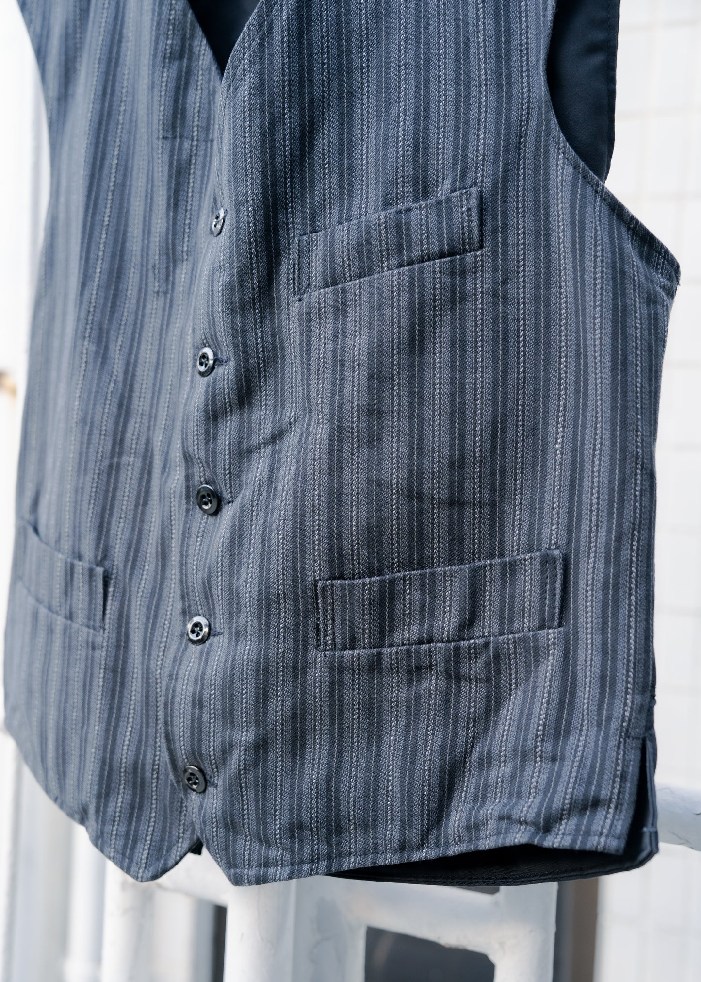1950s French Striped Cotton Work Gilet