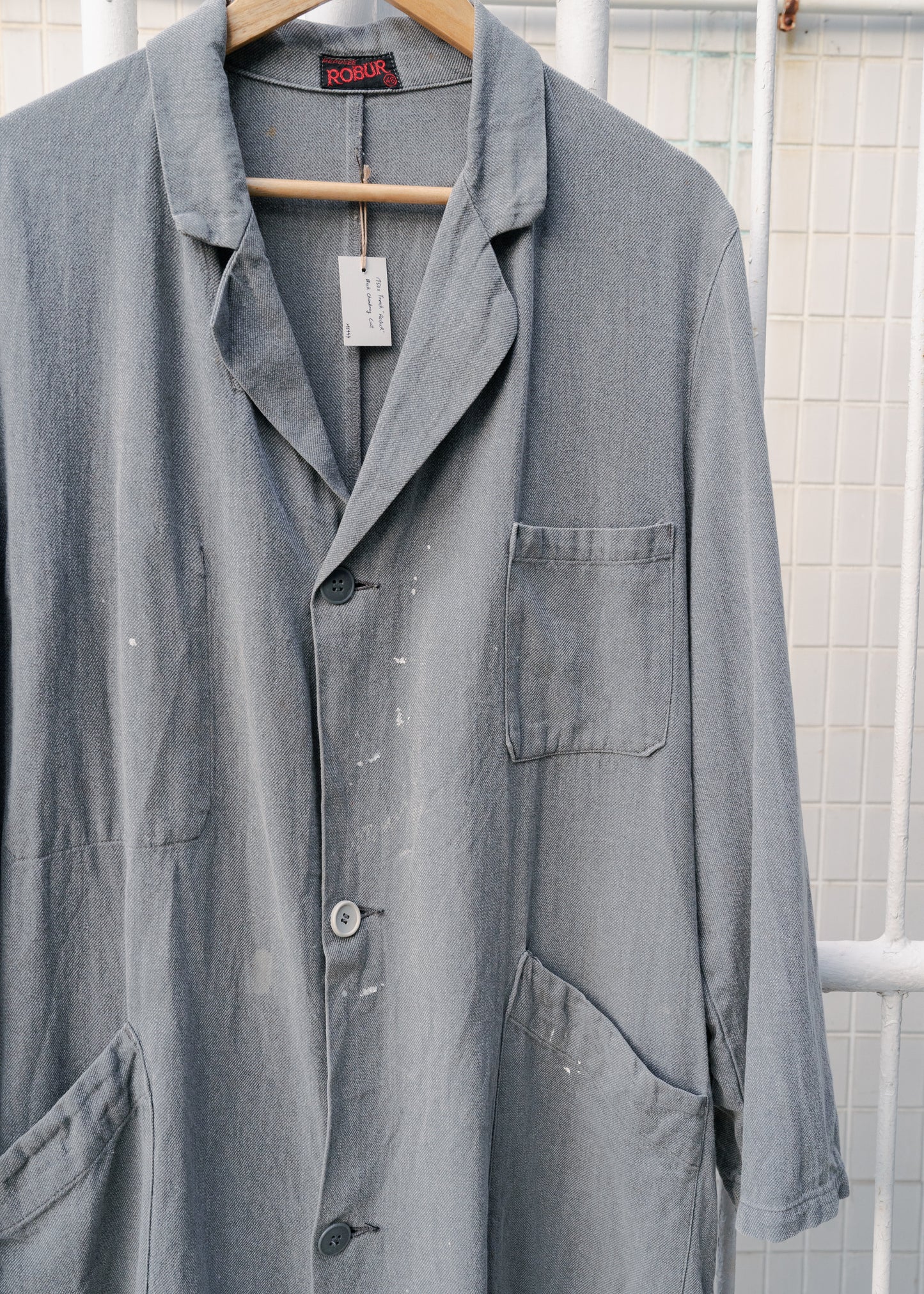 1950-60s "ROBUR" French Black Chambray Coat