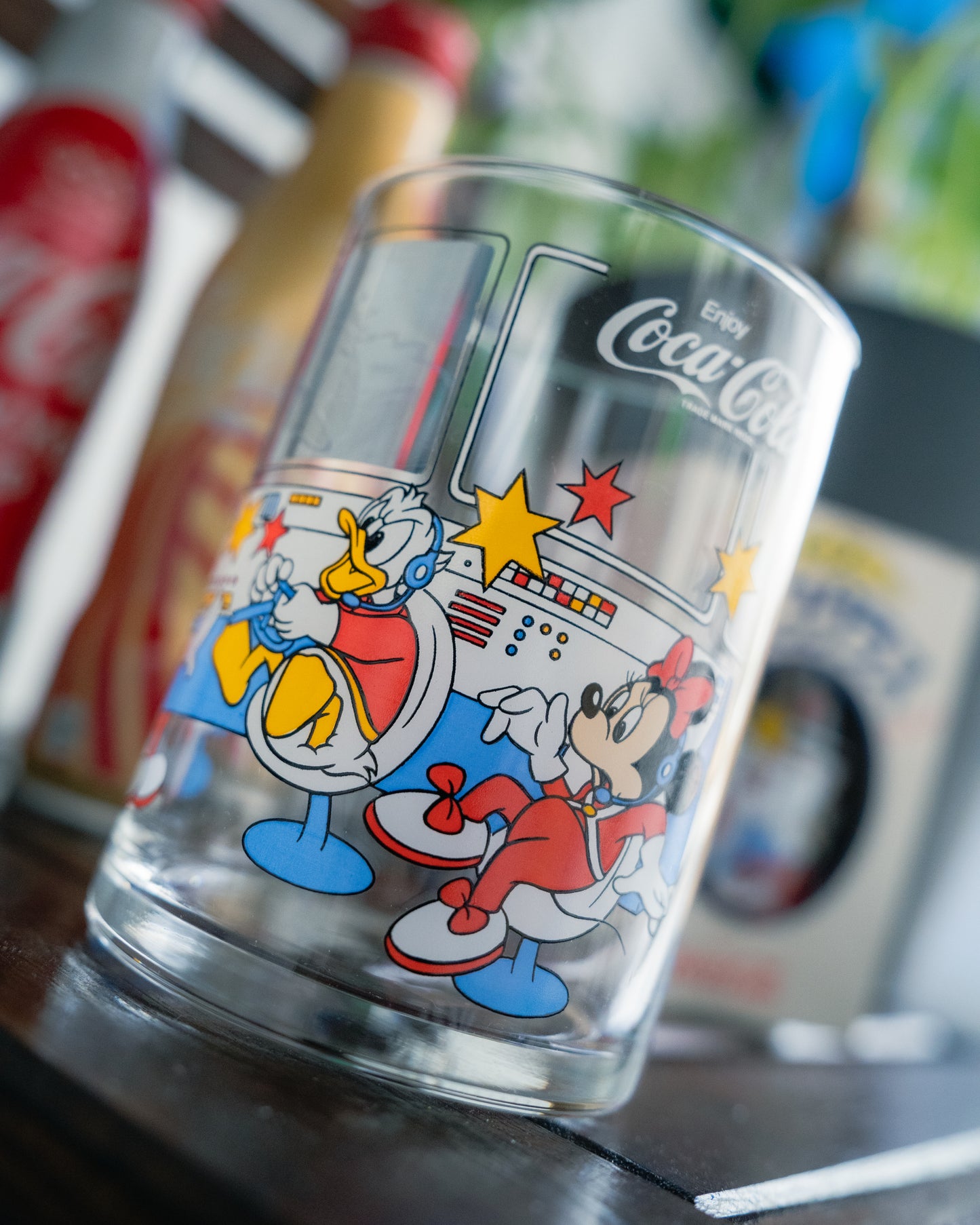 COCA-COLA x Disney Mickey & Donald Space Ship Glass Cup with box