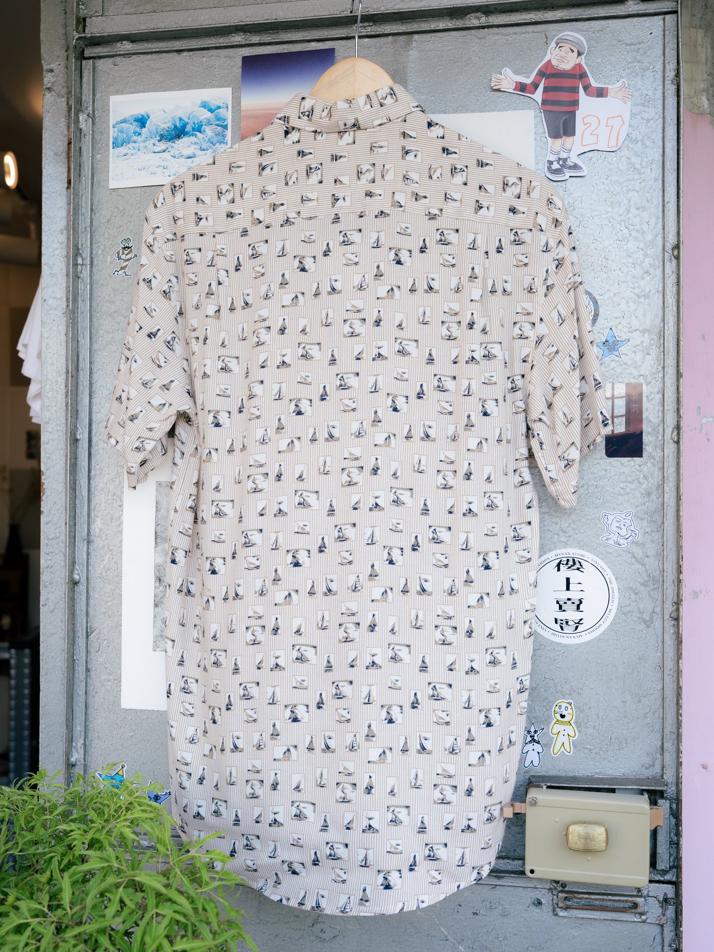 "VIVRECLUB" Sailing Boat Pattern Short Sleeve Shirt