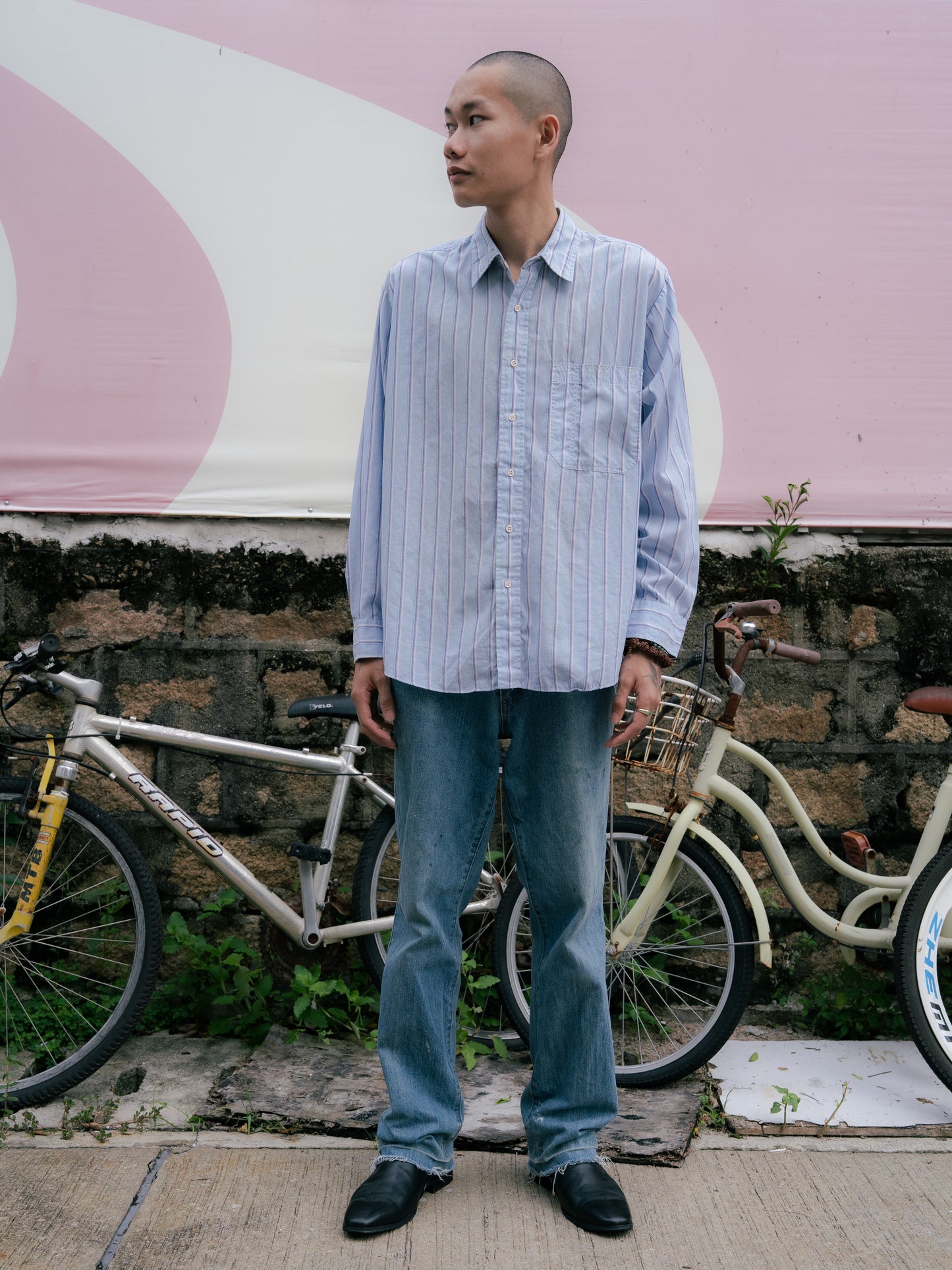 "WRANGLER" Striped Long Sleeve Button-Up Shirt