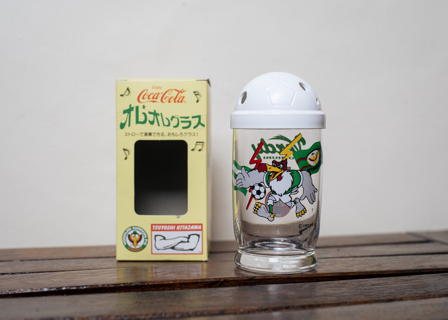 COCA-COLA 1992 Verdy Yomiuri Nippon FC Tsuyoshi Kitazawa 紀念玻璃杯