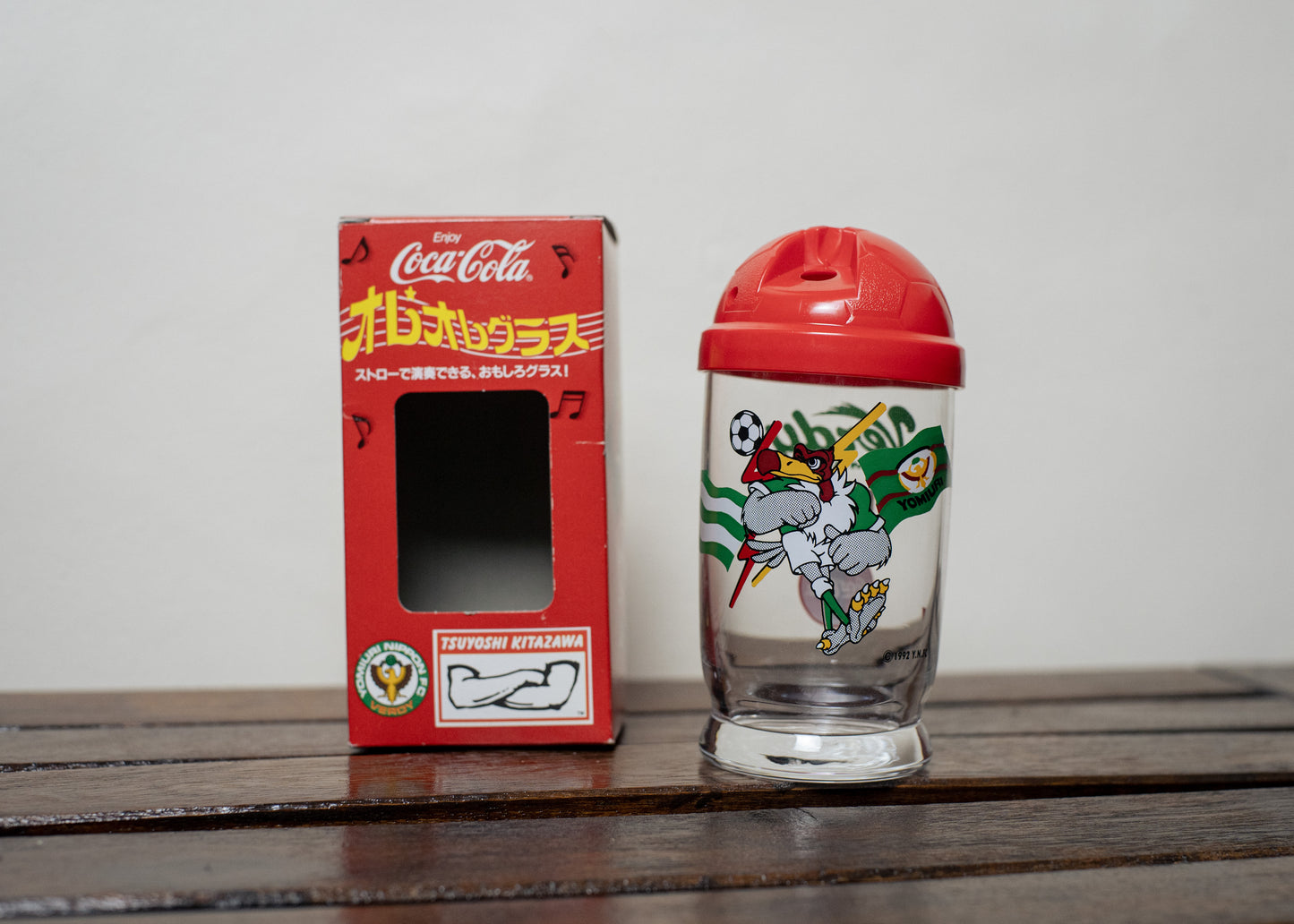 COCA-COLA 1992 Verdy Yomiuri Nippon FC Tsuyoshi Kitazawa 紀念玻璃杯