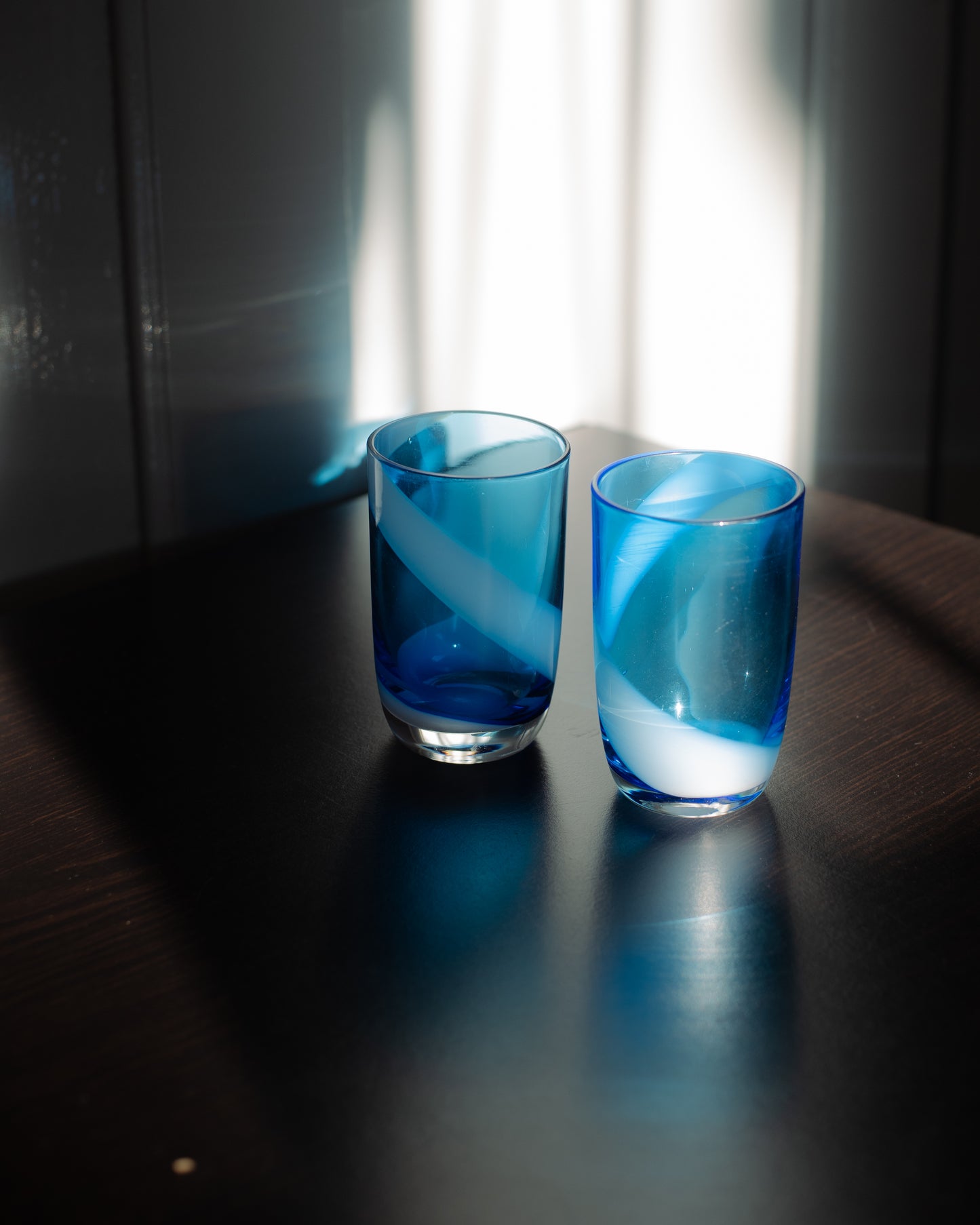Blue & White Patterned Glass Cup 藍色白紋玻璃杯