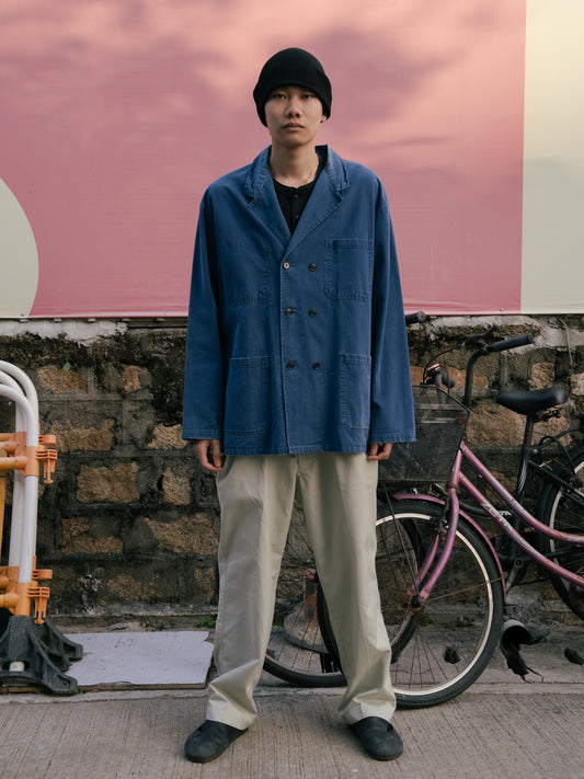 1960s French Double Breasted Cotton Work Jacket