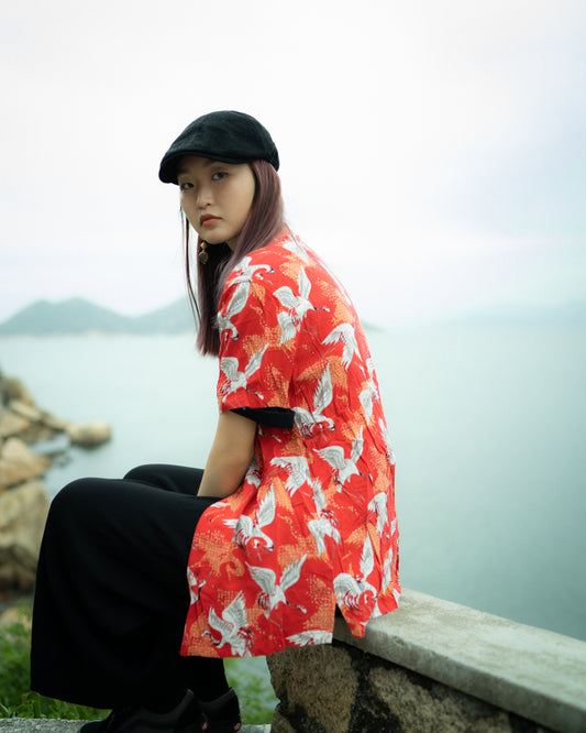 "KENJI" Japanese Crane Printed Shirt