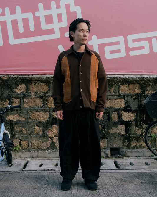 1960-70s Suede Mix Button-Up Cardigan