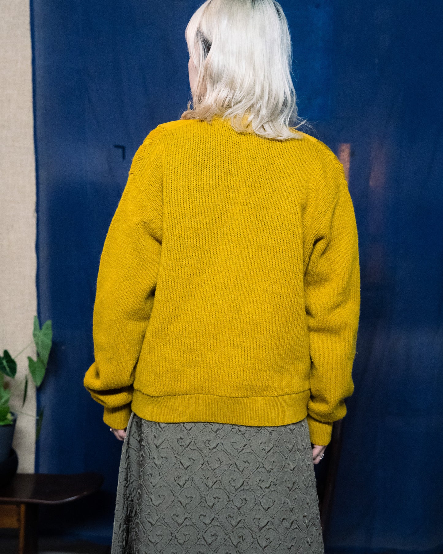 1960s "BRENT MONTGOMERY WARD" Suede Wool Heavy Knit Cardigan