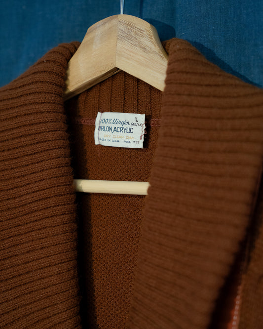 1950-60s Orlon Acrylic Mix Suede Shawl Collar Cardigan