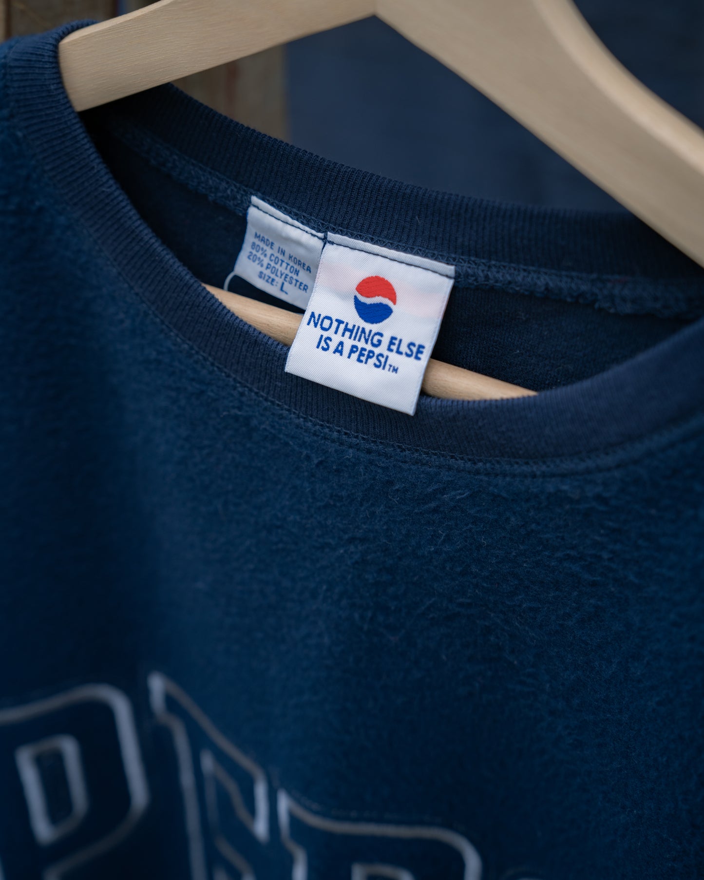 1990年代の「PEPSI」フリース刺繍クルーネックスウェットシャツ