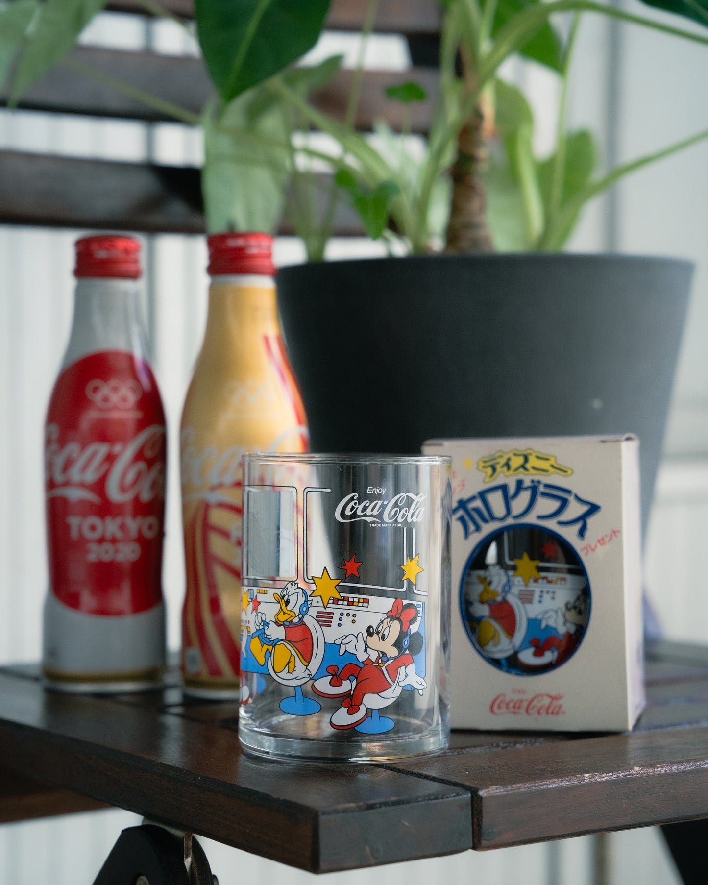 COCA-COLA x Disney Mickey & Donald Space Ship Glass Cup with box