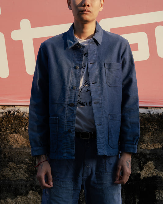 1960s French "BARBE BLEUE" Indigo Moleskin Jacket
