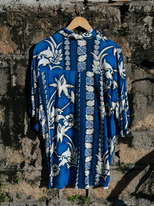 "SRIM" Rosemallow Patterned Hawaiian Shirt