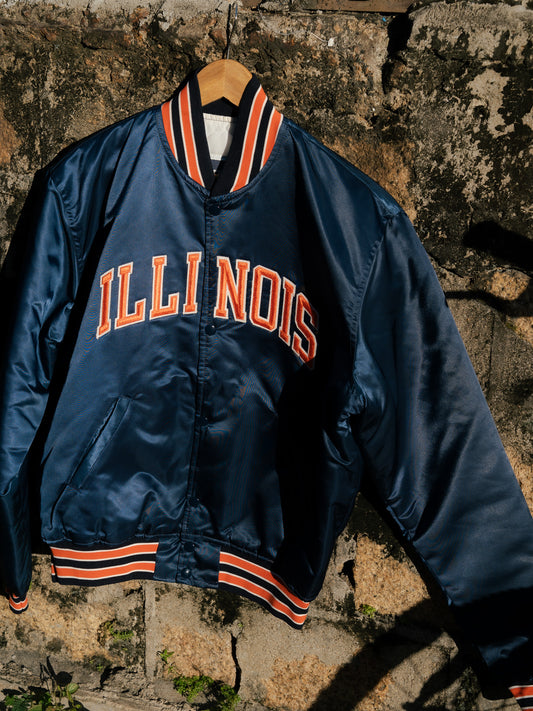 Mid 1980s "STARTER" Illinois Satin Bomber Jacket"