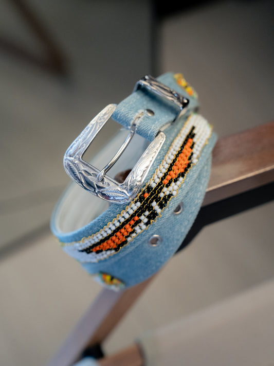 1990s "Billy Belts" Navajo Beaded 2712 Denim Belt - Size 26