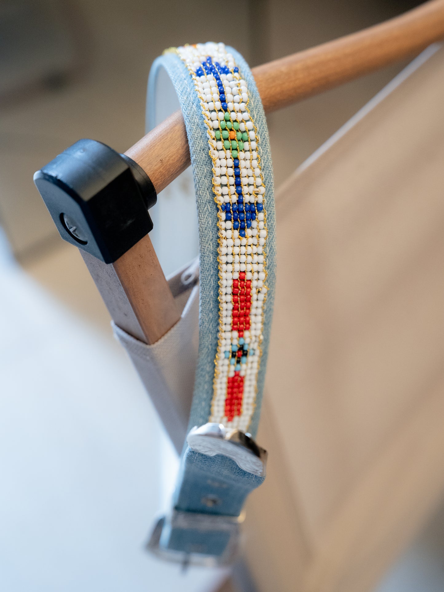 1990s "Billy Belts" Navajo Beaded 2712 Denim Belt - Size 26