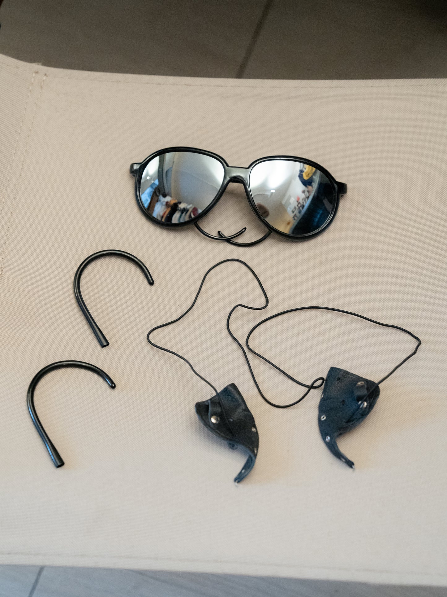 1970s Japanese Plastic Sunglasses with Leather Side Shields