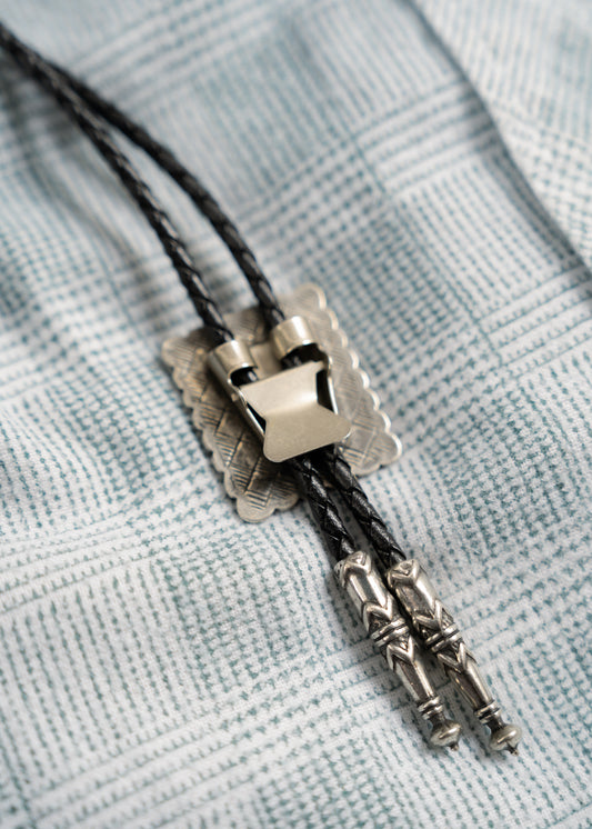 1970-80s Onyx & Silver Bolo Tie