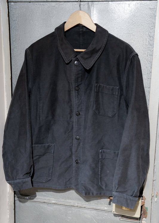 1950s French ”Le Populaire“ Black Moleskin Jacket