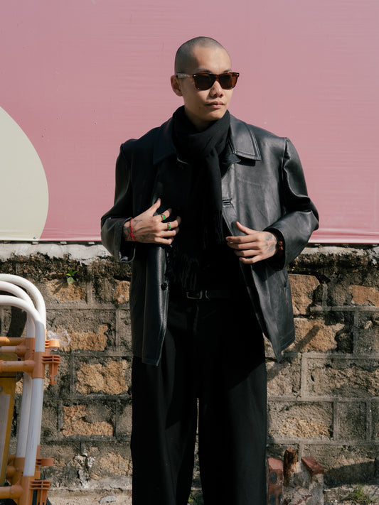 1970s French Leather Jacket - Black