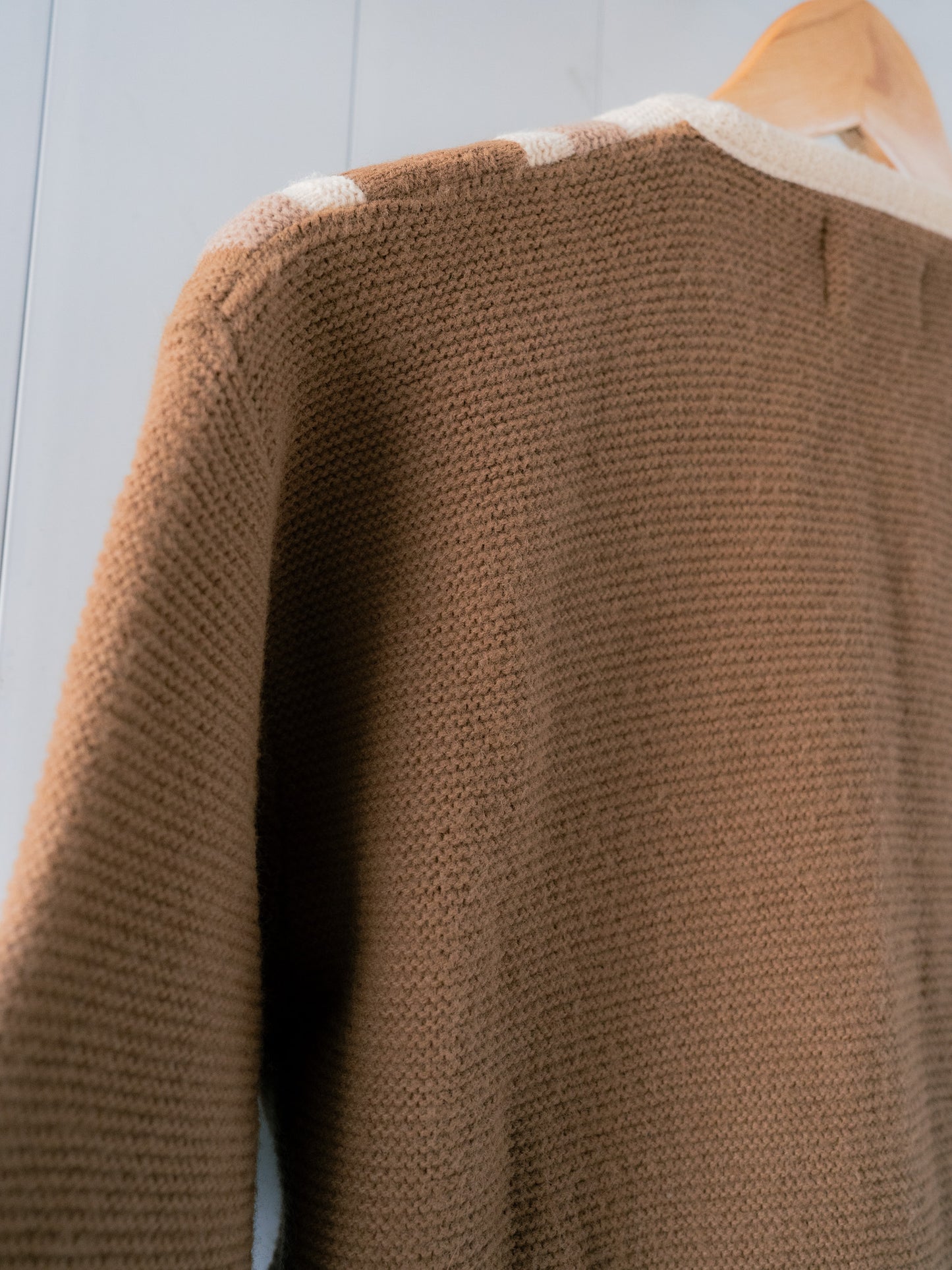 1960-70s "CAMPUS" Checkerboard Striped Knit Cardigan