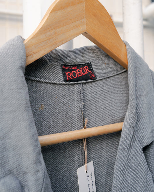 1950-60s "ROBUR" French Black Chambray Coat