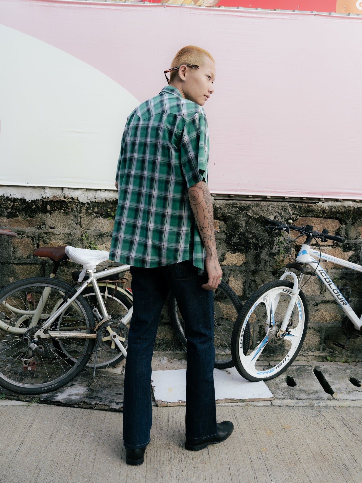 "Wrangler" Plaid Pearl Snap Short Sleeve Shirt