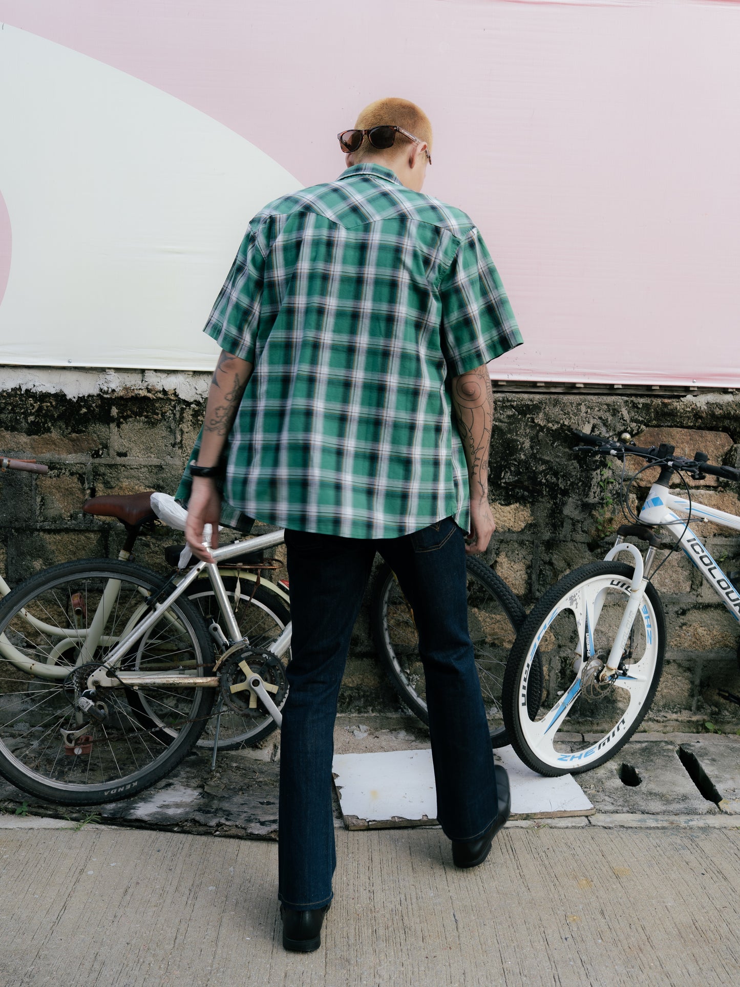 "Wrangler" Plaid Pearl Snap Short Sleeve Shirt
