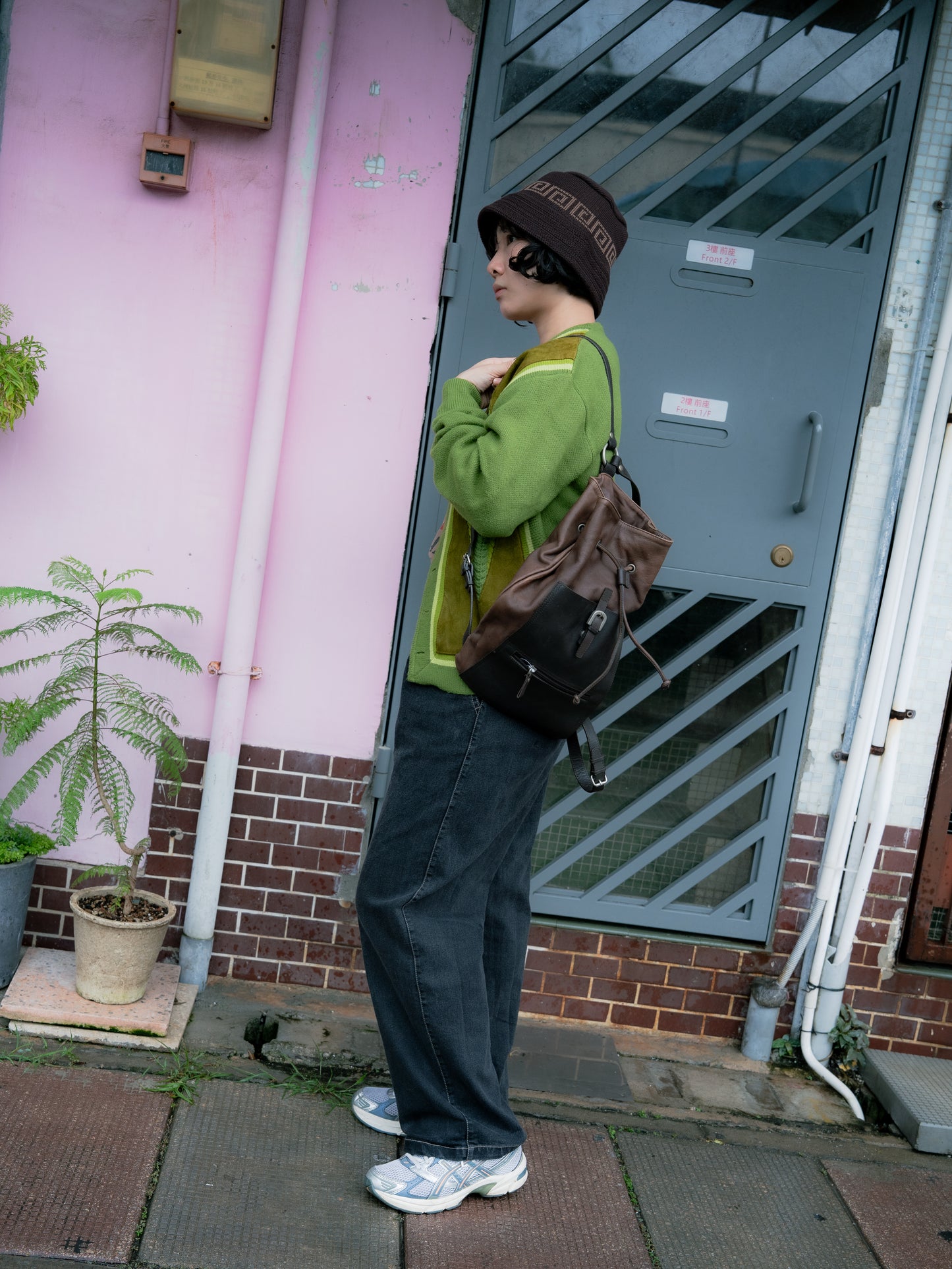 1960s "REPUBLIC SPORTSWEAR" Suede Acrylic Mix Cardigan