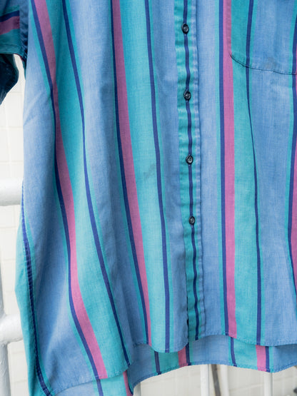 "POLO CLUB MANHATTAN" Striped Short Sleeves Button-Down Shirt"