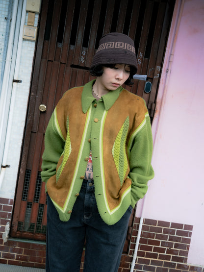 1960年代「BRENT」絨面革腈綸開襟衫