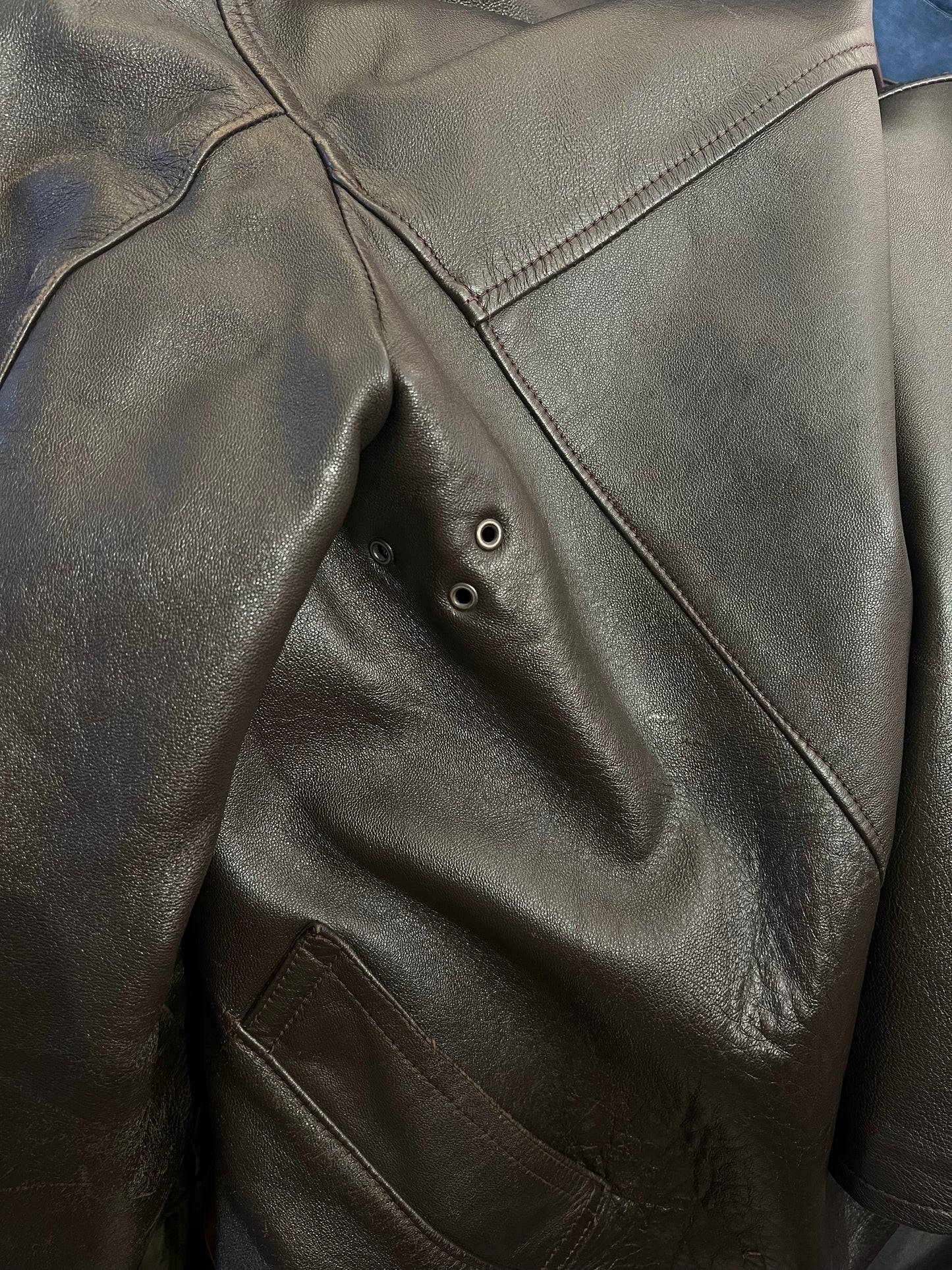 1970's French EDF Leather Jacket - Dark Brown