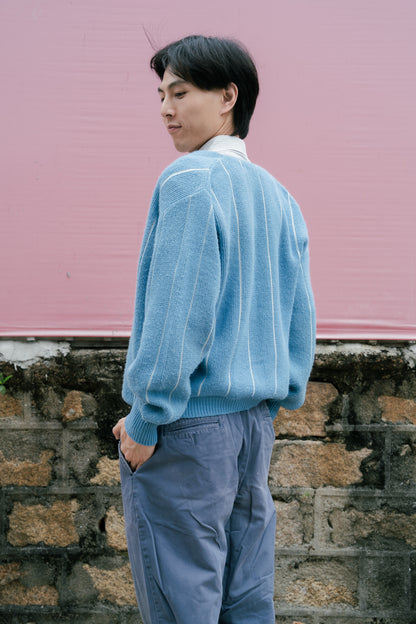 1960-70年代條紋厚針織紐扣開襟衫