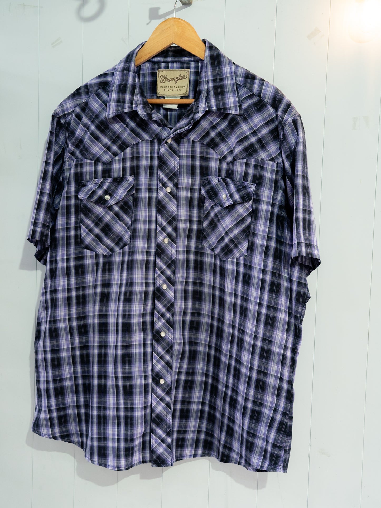 "WRANGLER" Plaid Short Sleeves Western Snap Shirt