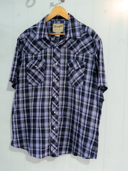 "WRANGLER" Plaid Short Sleeves Western Snap Shirt