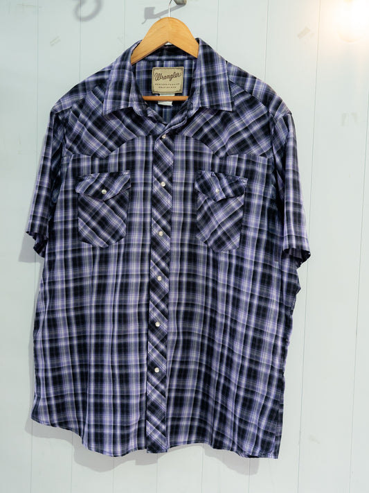 "WRANGLER" Plaid Short Sleeves Western Snap Shirt