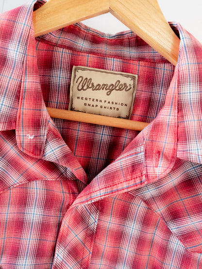 "WRANGLER" Plaid Short Sleeves Western Snap Shirt