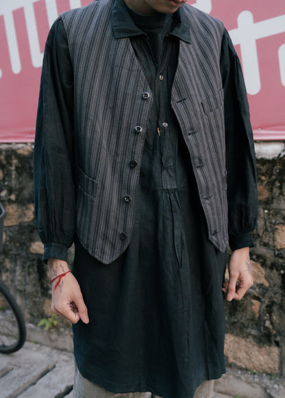 1950s French Striped Cotton Work Gilet