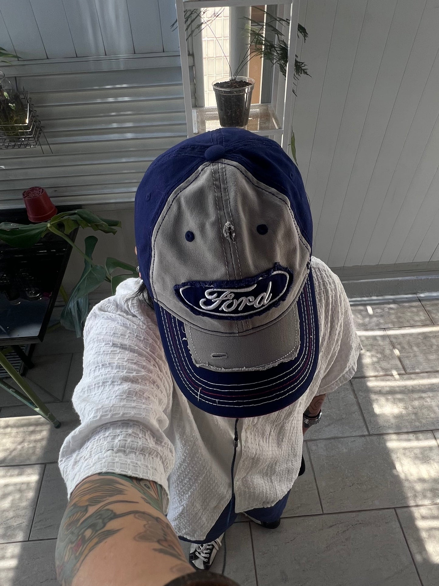 2000s "FORD" Destructed Double Layer Cap