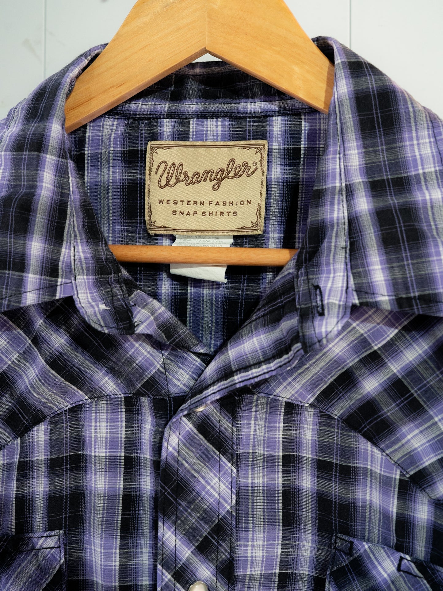 "WRANGLER" Plaid Short Sleeves Western Snap Shirt