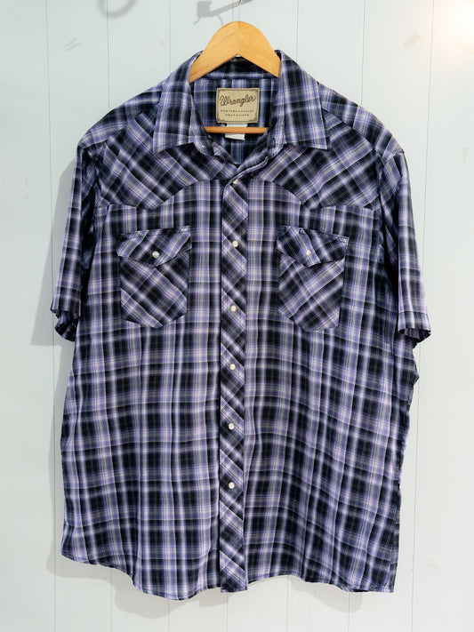 "WRANGLER" Plaid Short Sleeves Western Snap Shirt