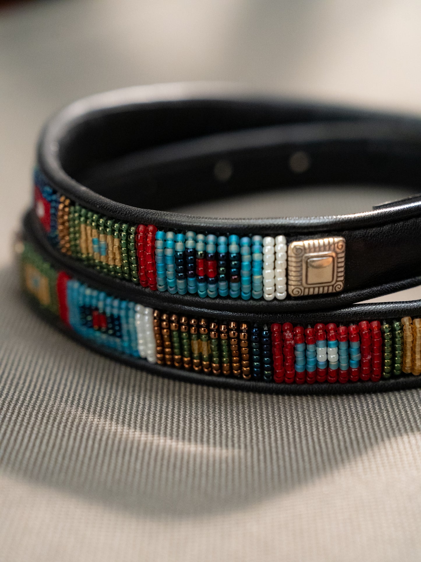 2000s "BRIGHTON" Q3501 Western Beaded Leather Belt