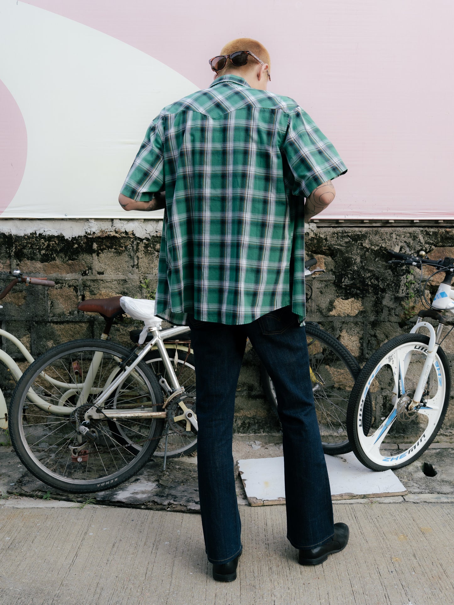 "Wrangler" Plaid Pearl Snap Short Sleeve Shirt