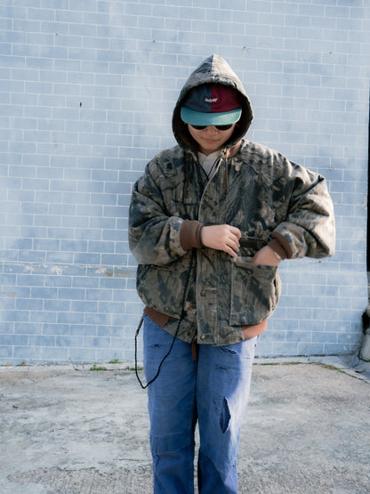 "DUXBAK" Tree Camo Hooded Bomber Jacket