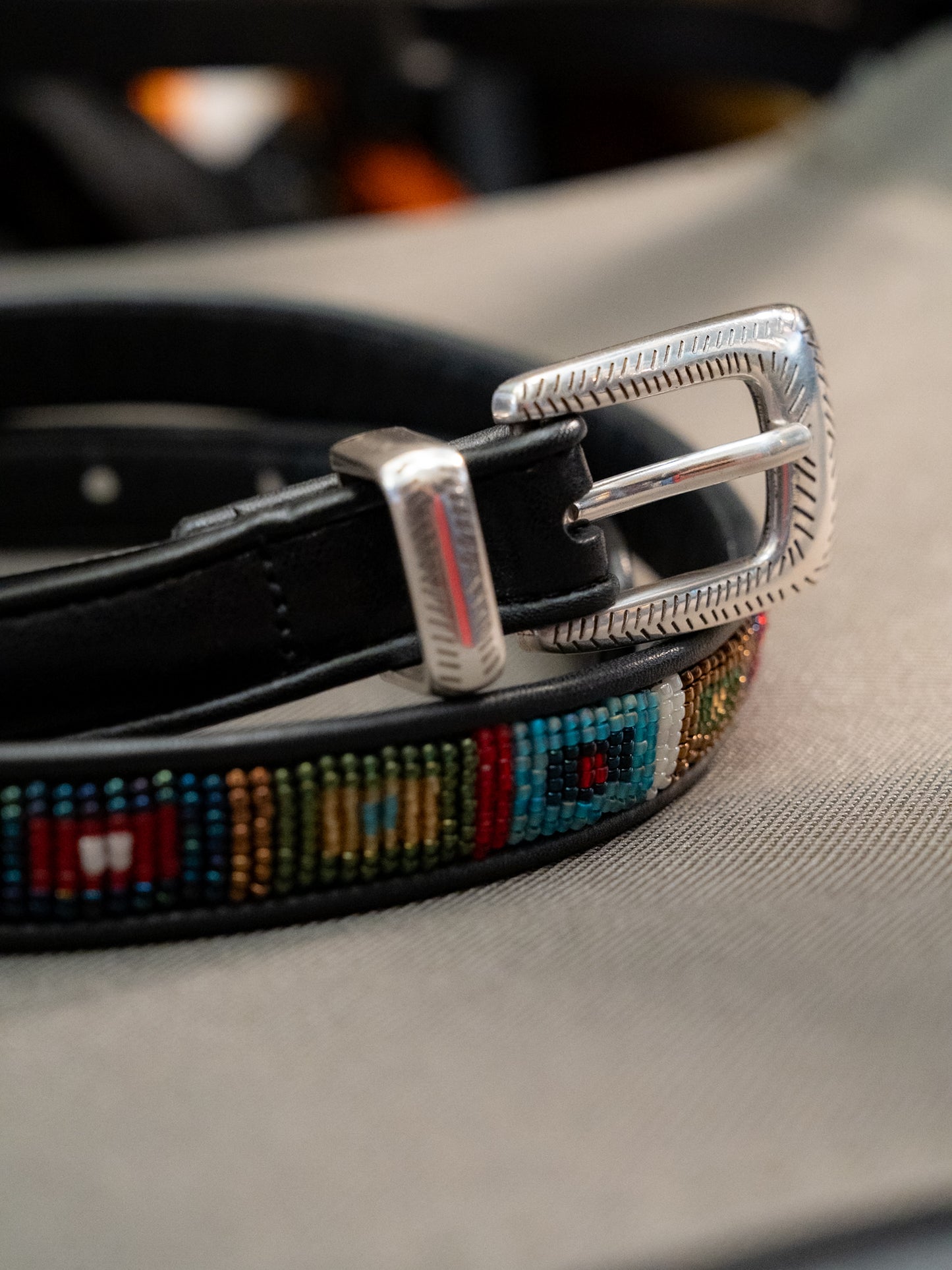 2000s "BRIGHTON" Q3501 Western Beaded Leather Belt