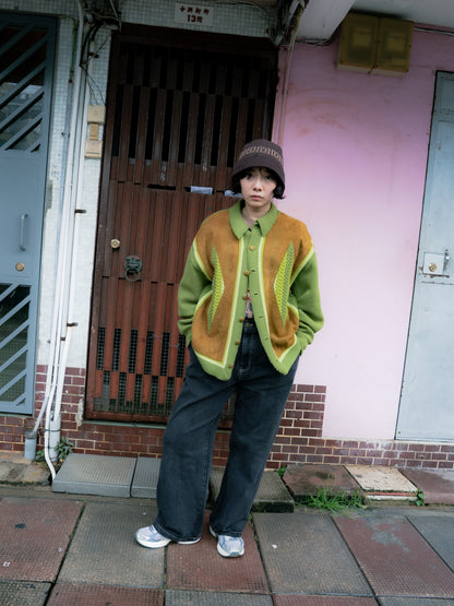 1960年代「BRENT」絨面革腈綸開襟衫