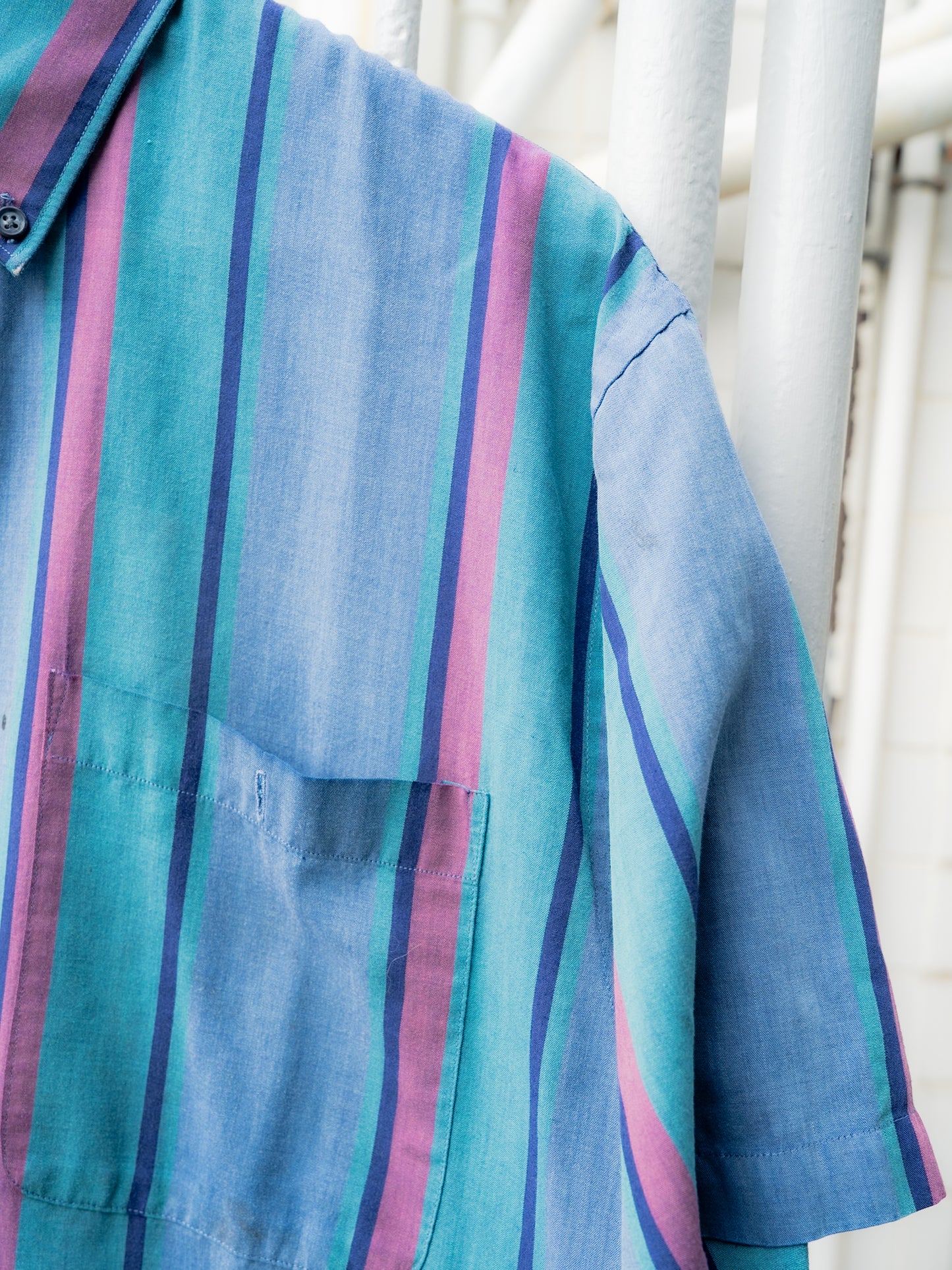 "POLO CLUB MANHATTAN" Striped Short Sleeves Button-Down Shirt"