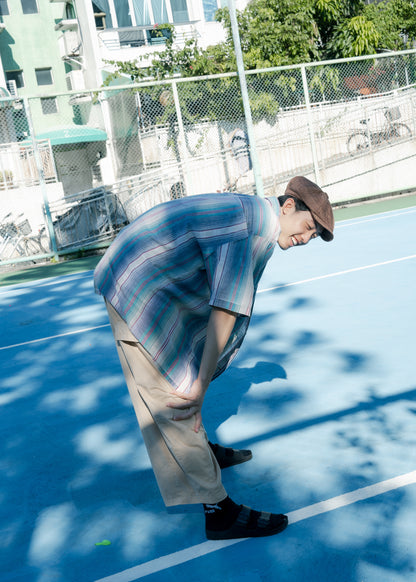 "OUTLAW" Dobby Stripe Pearl Snap Short Sleeve Western Shirt