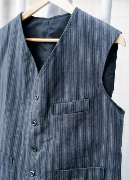 1950s French Striped Cotton Work Gilet