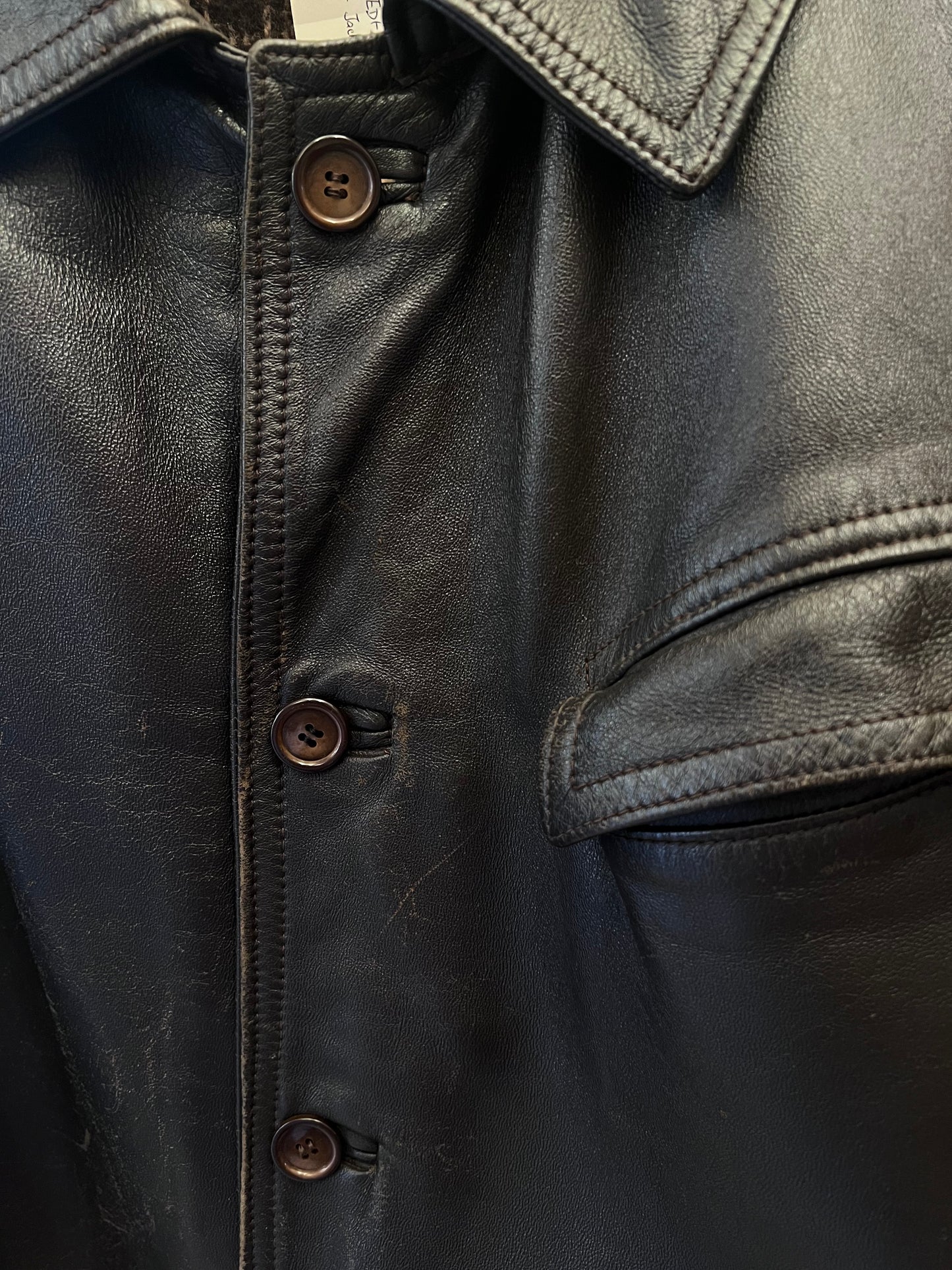 1970's French EDF Leather Jacket - Dark Brown